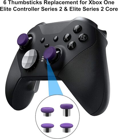 6 in 1 Swap Thumbsticks, Replacement Magnetic Joysticks for Xbox One Elite Series 2 Controller (Black) in Kuwait