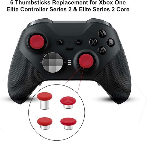 6 in 1 Swap Thumbsticks, Replacement Magnetic Joysticks for Xbox One Elite Series 2 Controller (Black) in Kuwait