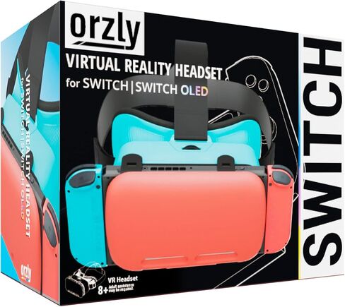 Orzly VR Headset Designed for Nintendo Switch & Switch OLED Console with Adjustable Lens for a Virtual Reality Gaming Experience and for Labo VR - Black - Gift Boxed Edition in Kuwait