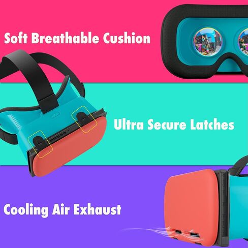 Orzly VR Headset Designed for Nintendo Switch & Switch OLED Console with Adjustable Lens for a Virtual Reality Gaming Experience and for Labo VR - Black - Gift Boxed Edition in Kuwait