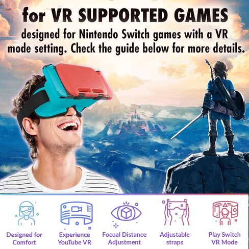 Orzly VR Headset Designed for Nintendo Switch & Switch OLED Console with Adjustable Lens for a Virtual Reality Gaming Experience and for Labo VR - Black - Gift Boxed Edition in Kuwait