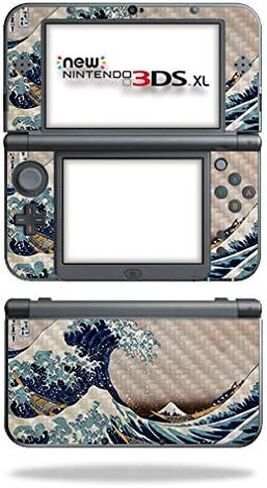 ملصق من الياف الكربون من مايتي سكينز لجهاز نينتيندو نيو 3DS XL (2015) - جريت ويف اوف كاناغاوا | متين وبملمس خشن من الياف الكربون | سهل التركيب والازالة وتغيير الانماط، صنع في الولايات المتحدة in Kuwait