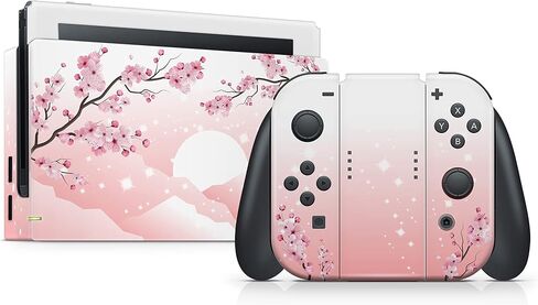 Tacky Design Sakura Flowers Skin Compatible with Nintendo Switch Skin - Premium Vinyl 3M Cherries Blossoms Nintendo Switch Stickers Set - Switch Skin for Console, Dock, Joy Con - Decal Full Wrap in Saudi Arabia