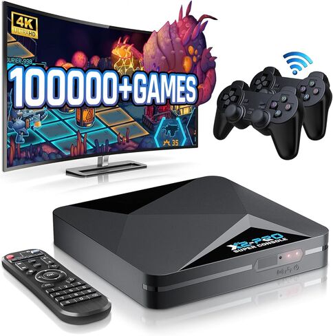 Kinhank Super Console X2 Pro Pre-installed 100,000+ Classic Games,256G Retro Gaming Consoles Compatible with 60+ emulators, S902X2 Chip, Three Systems in One, Include Remote, Wireless Controllers in Saudi Arabia
