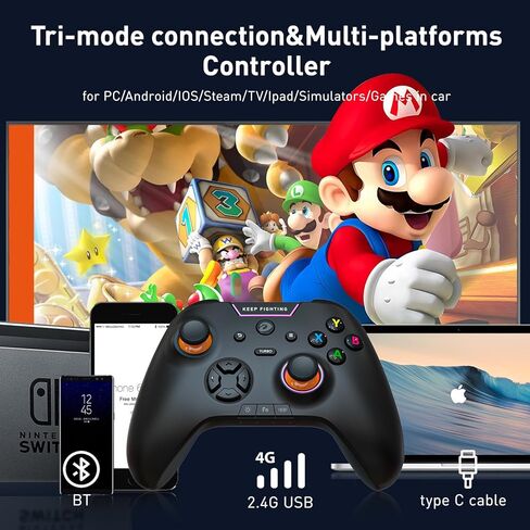 وحدة تحكم الكمبيوتر اللاسلكية DAREU H105، وحدة تحكم الألعاب المتوافقة مع أنظمة التشغيل Windows/MacOS/Android/iOS/التلفزيون الذكي/البخار، وحدة تحكم ألعاب الكمبيوتر ذات الاهتزاز المزدوج مع Turbo وإضاءة خلفية LED in Kuwait