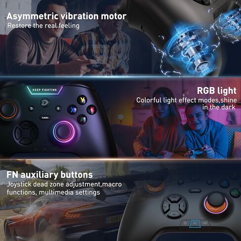 وحدة تحكم الكمبيوتر اللاسلكية DAREU H105، وحدة تحكم الألعاب المتوافقة مع أنظمة التشغيل Windows/MacOS/Android/iOS/التلفزيون الذكي/البخار، وحدة تحكم ألعاب الكمبيوتر ذات الاهتزاز المزدوج مع Turbo وإضاءة خلفية LED in Kuwait