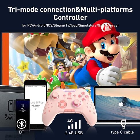 DAREU H105 Wireless PC Controller,Gaming Controller Compatible with Windows/MacOS/Android/iOS/Smart TV/Steam,Dual Vibration PC Game Controller with Turbo, LED Backlight in Saudi Arabia