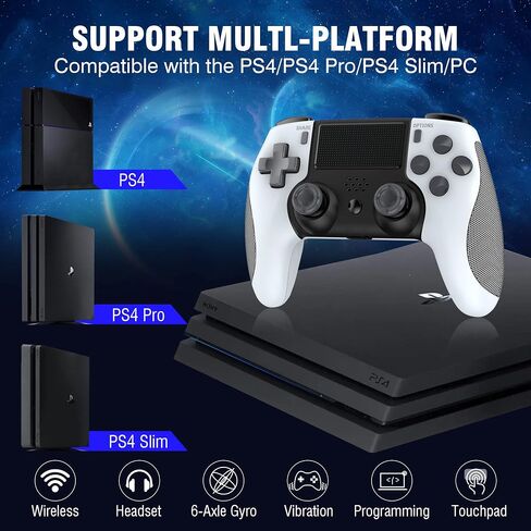 وحدة تحكم ألعاب التحكم عن بعد CXY CHYUHSIN اللاسلكية لأجهزة PS4/Pro/Slim/PC مع إمكانية الصوت وجيروسكوب 6 محاور، اهتزاز توربو مزدوج، مقبس سماعة رأس استريو، دعم بلوتوث/لوحة اللمس in Saudi Arabia