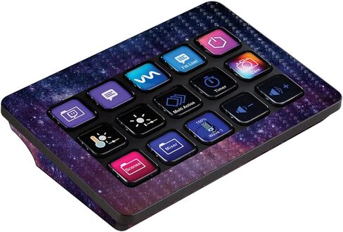 MightySkins Carbon Fiber Skin Compatible with Elgato Stream Deck MK.2 - Violet Stars | Protective, Durable Textured Carbon Fiber Finish | Easy to Apply and Change Styles | Made in The USA in Saudi Arabia