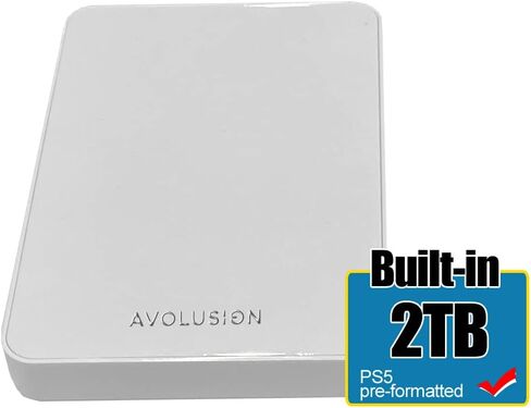 محرك الأقراص الصلبة الخارجي المحمول للألعاب Avolusion Z1-S USB 3.0 - أبيض (لجهاز PS5، مُهيأ مسبقًا) - ضمان لمدة عامين (2 تيرابايت) in Kuwait