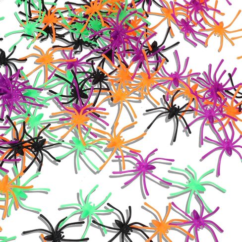 120 Pieces Halloween Plastic Fake Spider Realistic Small Fake Spiders 4 Colors Spider Toy Halloween Spider Decorations Terror Spider Prank Props for Halloween Indoor Outdoor Party Decorations in Saudi Arabia