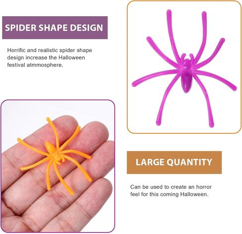 120 Pieces Halloween Plastic Fake Spider Realistic Small Fake Spiders 4 Colors Spider Toy Halloween Spider Decorations Terror Spider Prank Props for Halloween Indoor Outdoor Party Decorations in Saudi Arabia