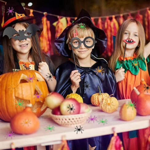 120 Pieces Halloween Plastic Fake Spider Realistic Small Fake Spiders 4 Colors Spider Toy Halloween Spider Decorations Terror Spider Prank Props for Halloween Indoor Outdoor Party Decorations in Saudi Arabia