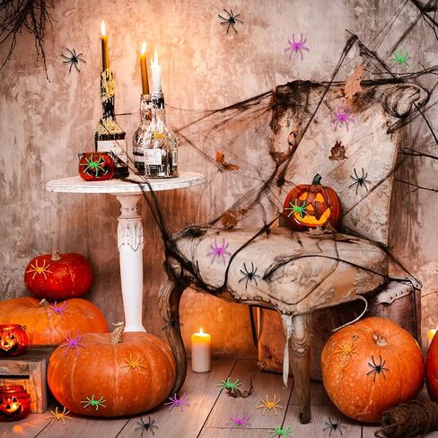 120 Pieces Halloween Plastic Fake Spider Realistic Small Fake Spiders 4 Colors Spider Toy Halloween Spider Decorations Terror Spider Prank Props for Halloween Indoor Outdoor Party Decorations in Saudi Arabia