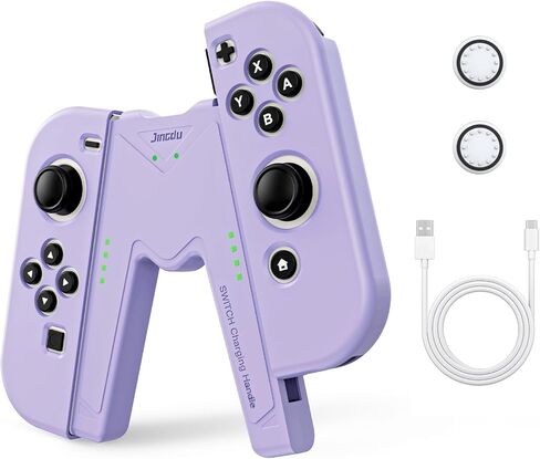 مقبض شحن JINGDU Switch Joy-Con متوافق مع نينتندو سويتش وطراز OLED، العب أثناء الشحن، شاحن وحدة تحكم Joy-Con محمول على شكل حرف V مع مؤشرات، أسود in Kuwait