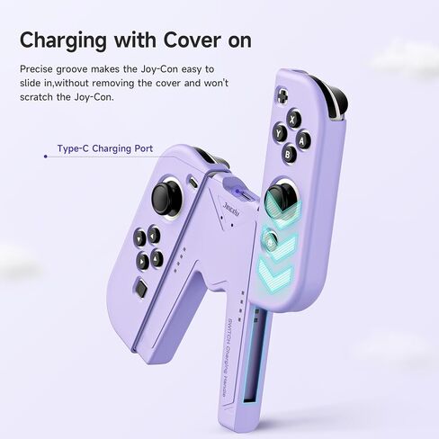 مقبض شحن JINGDU Switch Joy-Con متوافق مع نينتندو سويتش وطراز OLED، العب أثناء الشحن، شاحن وحدة تحكم Joy-Con محمول على شكل حرف V مع مؤشرات، أسود in Kuwait