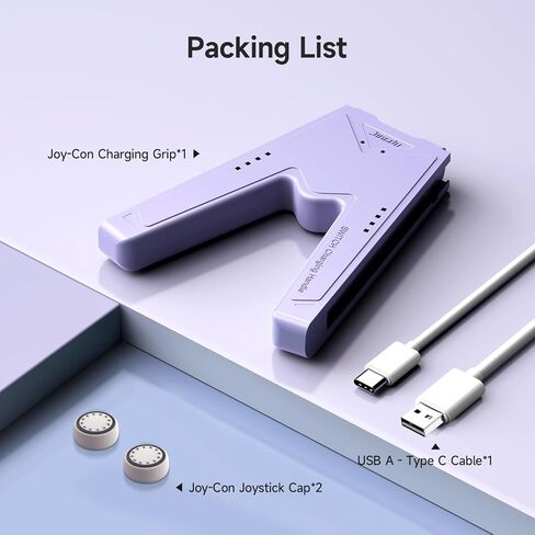 مقبض شحن JINGDU Switch Joy-Con متوافق مع نينتندو سويتش وطراز OLED، العب أثناء الشحن، شاحن وحدة تحكم Joy-Con محمول على شكل حرف V مع مؤشرات، أسود in Kuwait