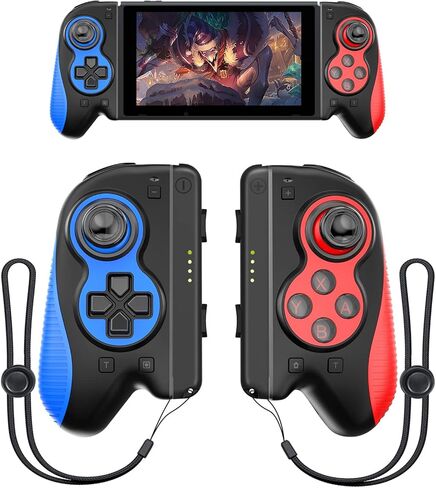 Boconna Wireless Switch Joycon، Joy Cons for Switch Sport، Joycons Pad Pro لدعم التبديل Turbo، استيقظ و 6 محاور، بديل لـ Switch Joy con مع أشرطة المعصم (الأزرق والأحمر) in Kuwait
