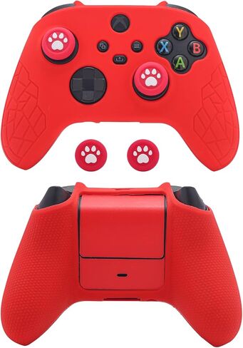 Xbox Controller Skin - Anti-Slip Silicone Skin, Ergonomic Soft Rubber Protective Case for Xbox Series S/X Controller with Thumb Grip Caps - Red in Kuwait