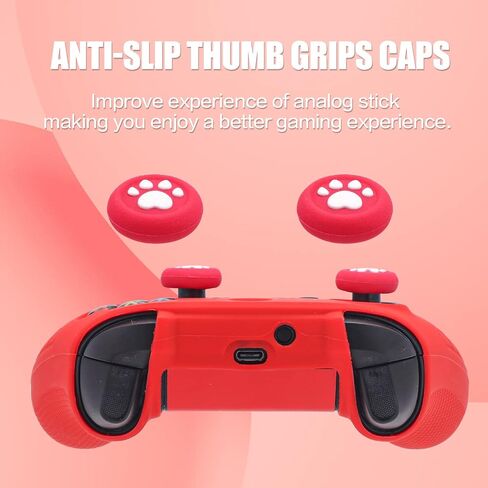 Xbox Controller Skin - Anti-Slip Silicone Skin, Ergonomic Soft Rubber Protective Case for Xbox Series S/X Controller with Thumb Grip Caps - Red in Kuwait