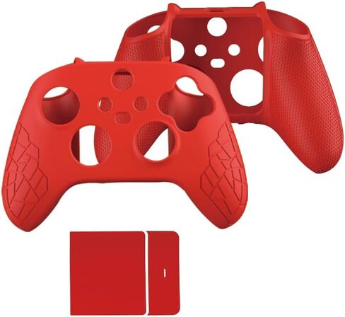 Xbox Controller Skin - Anti-Slip Silicone Skin, Ergonomic Soft Rubber Protective Case for Xbox Series S/X Controller with Thumb Grip Caps - Red in Kuwait