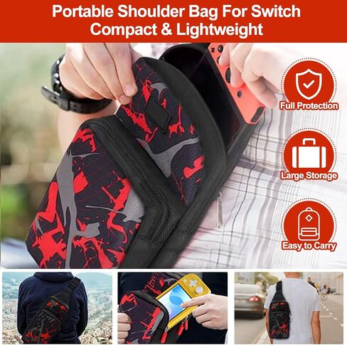 Carrying Case Backpack for Nintendo Switch/Switch OLED, THRCIFLO Lightweight Crossbody Sling Bag for Traveling, Shoulder Storage Bag Fits Switch Console,Game Case, Dock and Small Accessories in Saudi Arabia