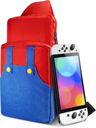 THRCIFLO Portable Crossbody Travel Bag for Nintendo Switch/Switch Lite/Switch OLED,Cute Shoulder Bag Backpack for Super Mario, Durable Carrying Sling Bag for Game Accessories Storage in Saudi Arabia
