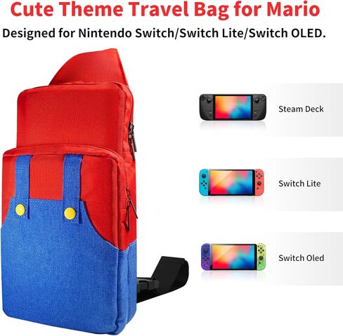 THRCIFLO Portable Crossbody Travel Bag for Nintendo Switch/Switch Lite/Switch OLED,Cute Shoulder Bag Backpack for Super Mario, Durable Carrying Sling Bag for Game Accessories Storage in Saudi Arabia