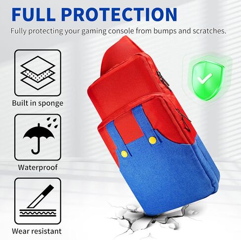 THRCIFLO Portable Crossbody Travel Bag for Nintendo Switch/Switch Lite/Switch OLED,Cute Shoulder Bag Backpack for Super Mario, Durable Carrying Sling Bag for Game Accessories Storage in Saudi Arabia