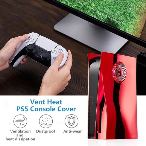 غطاء وحدة التحكم PS5 مطلي بالكهرباء باللون الأحمر، غطاء وحدة التحكم PS5 صلب مقاوم للصدمات، غطاء جلدي لوحدة التحكم PS5 ABS مضاد للخدش والغبار لإصدار قرص وحدة التحكم PS5 in Kuwait