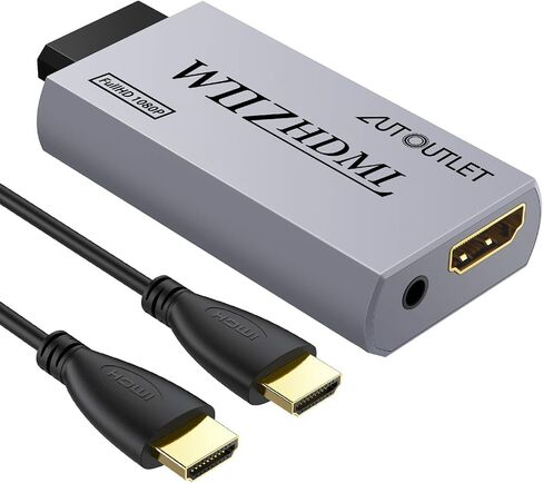 AUTOUTLET Wii to HDMI Converter WII2HDMI Wii Signal to HDMI Support 720P 1080P 3.5MM Audio HD Video Output Adapter with 1M HDMI Cable for Nintendo Wii in Kuwait