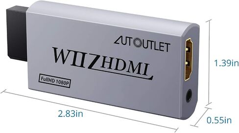 AUTOUTLET Wii to HDMI Converter WII2HDMI Wii Signal to HDMI Support 720P 1080P 3.5MM Audio HD Video Output Adapter with 1M HDMI Cable for Nintendo Wii in Kuwait