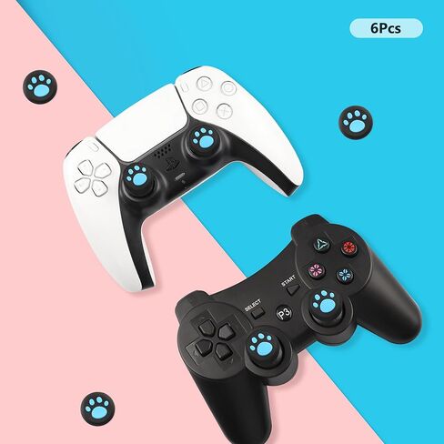 6 قطع من غطاء الإبهام من السيليكون PS5، غطاء عصا التحكم التناظرية من السيليكون غير القابل للانزلاق لأجهزة PS2، PS3، PS4، PS5، Xbox One، Xbox Series X/S، Xbox 360، Switch Pro، وحدة تحكم ألعاب Wii U (أسود أبيض) in Kuwait