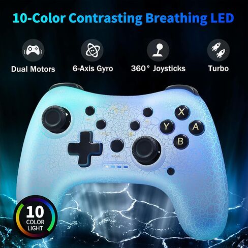 Manba Switch Pro Controller,Wireless Switch Controller Compatible with Switch/Lite/OLED/PC,Bluetooth Pro Controller Switch with Adjustable LED Light/Turbo/Vibration,Wake-Up Function（Black） in Saudi Arabia