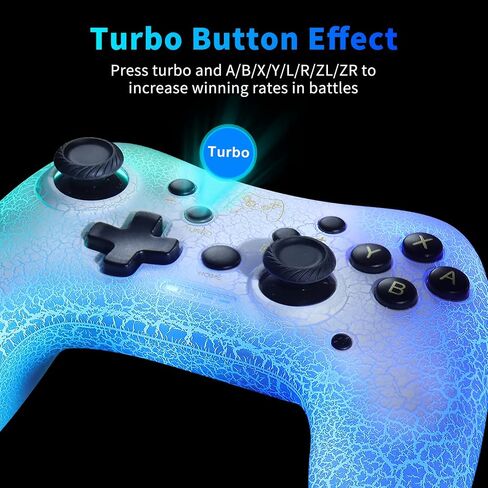 Manba Switch Pro Controller,Wireless Switch Controller Compatible with Switch/Lite/OLED/PC,Bluetooth Pro Controller Switch with Adjustable LED Light/Turbo/Vibration,Wake-Up Function（Black） in Saudi Arabia