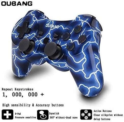 ذراع تحكم بلاي ستيشن 3 لاسلكي مزدوج الصدمات لجهاز بلاي ستيشن 3، وحدة تحكم PS3 لاسلكية مع كابل شحن، متوافقة مع بلاي ستيشن 3 (احمر) in Kuwait