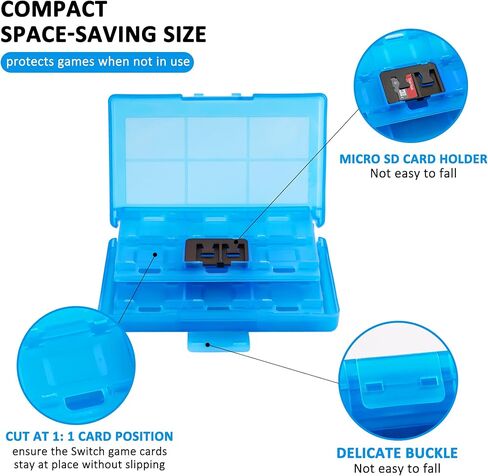 حافظة بطاقات العاب لجهاز نينتندو سويتش، حافظة تخزين العاب 24 في 1 متوافقة مع نينتندو سويتش/ سويتش لايت/ سويتش OLED كاتريدج (ازرق) in Kuwait