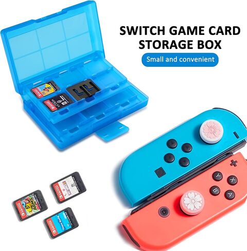 حافظة بطاقات العاب لجهاز نينتندو سويتش، حافظة تخزين العاب 24 في 1 متوافقة مع نينتندو سويتش/ سويتش لايت/ سويتش OLED كاتريدج (ازرق) in Kuwait