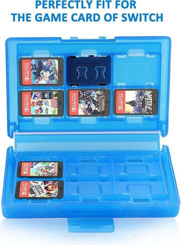 حافظة بطاقات العاب لجهاز نينتندو سويتش، حافظة تخزين العاب 24 في 1 متوافقة مع نينتندو سويتش/ سويتش لايت/ سويتش OLED كاتريدج (ازرق) in Kuwait