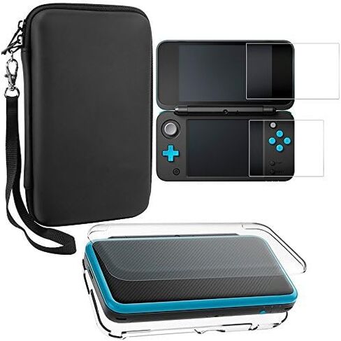 جرابات واقية متوافقة جديدة 2DS XL مع واقيات للشاشة، حافظة AFUNTA 1 كريستالية شفافة و1 حقيبة حمل EVA لنظام التحكم، مع قطعتين من أفلام الزجاج المقوى المقاوم للخدش للشاشات in Saudi Arabia