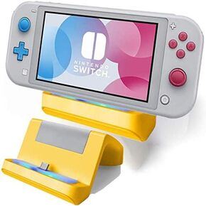 TNE Switch Lite Charger Stand, USB Type C Port, Charge While Playing, Black (2019 Portable Gaming System Adapter)