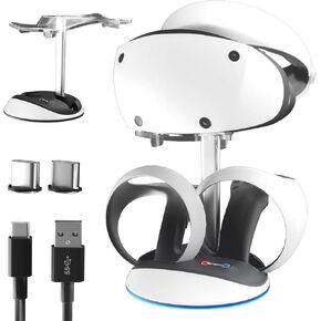 قاعدة شحن لوحدة تحكم الواقع الافتراضي من بينبوك لوحدة تحكم PSVR2 سينس مع اضاءة محيطة، قاعدة شحن مغناطيسية مع 2 موصل مغناطيسي، كيبل نوع سي، حامل عرض in Kuwait