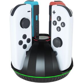 شاحن وحدة تحكم سويتش لقاعدة شاحن وحدة تحكم نينتندو سويتش جوي كون، محطة شحن سريعة لـ 4 جوي كونز مع مؤشر LED - قاعدة شاحن جوي كون in Kuwait