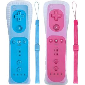 Tevodo Wii Remote Controller, 2 Packs Upgrade Wii Wireless Controller Compatible with Wii Wii U(Blue and Pink)