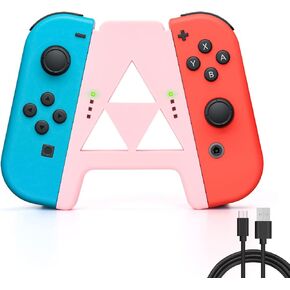DLseego Slide Joy Con Charging Grip for Switch/Switch OLED Potable Joy Con Charger Controller Comfort Handle Speed Charge While Play with 1PC Type-c Data Cable - Black in Saudi Arabia