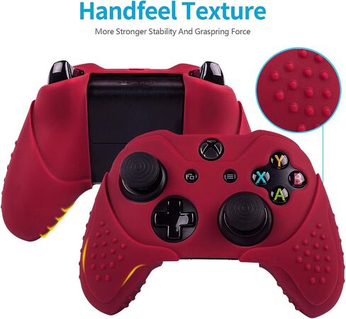 Cybcamo Silicone Skin Cover Grip Set for Xbox One X & One S Controller, Anti-slip Protector Case for Microsoft Xbox 1 Controller with 8 Thumbstick Caps (Red) in Saudi Arabia
