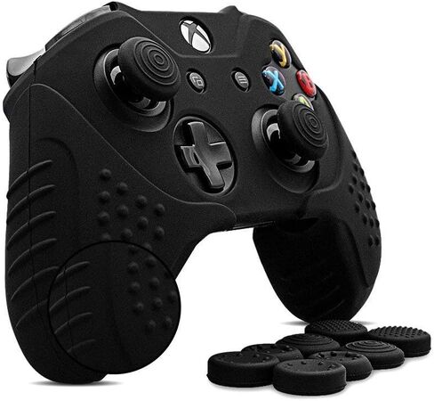 Cybcamo Silicone Skin Cover Grip Set for Xbox One X & One S Controller, Anti-slip Protector Case for Microsoft Xbox 1 Controller with 8 Thumbstick Caps (Red) in Saudi Arabia