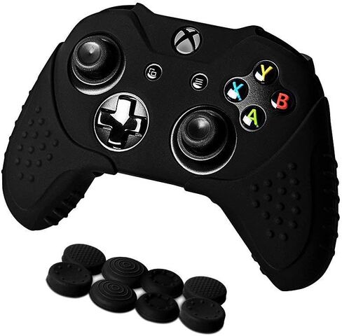Cybcamo Silicone Skin Cover Grip Set for Xbox One X & One S Controller, Anti-slip Protector Case for Microsoft Xbox 1 Controller with 8 Thumbstick Caps (Red) in Saudi Arabia
