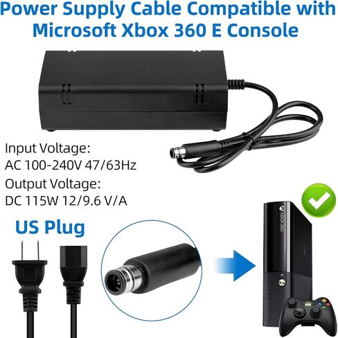 OSTENT UK AC Adapter Charger Power Supply Cable Cord for Microsoft Xbox 360 E Console in Kuwait