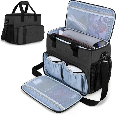 CURMIO Carrying Case Compatible for PS5, PS4, PS4 Pro, Xbox Series S, Xbox One/ One S/ One X and Xbox 360, Playstation 5 Storage Bag for Console and Gaming Accessories, Black (Bag Only) in Saudi Arabia